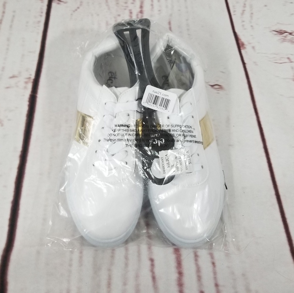 Gold Metallic Striped Sneakers - Picture 4 of 5